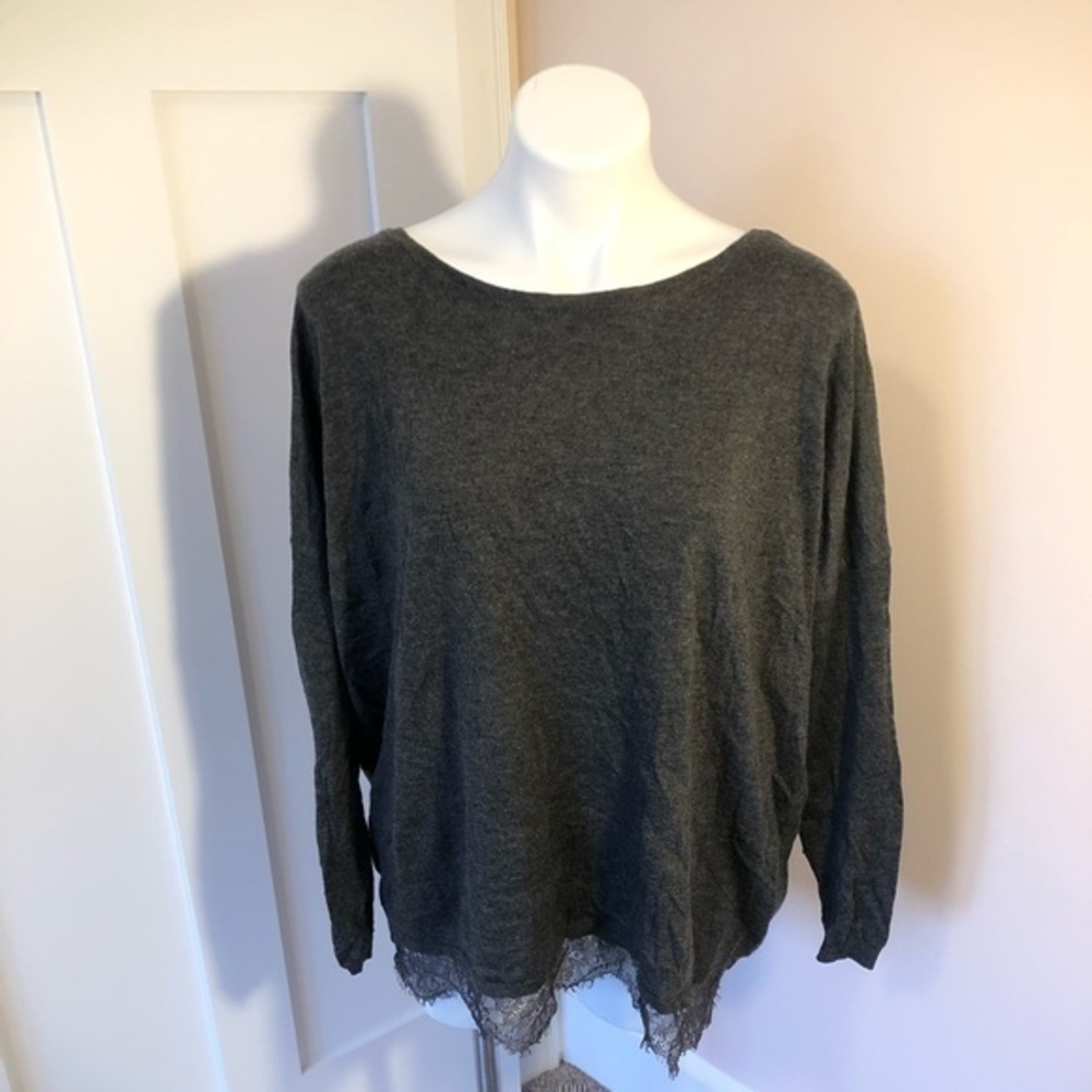 Joie bateau neck sweater with lace trim